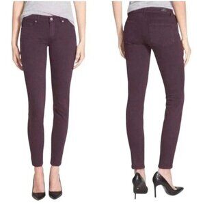 New PAIGE Womens Size 31 Burgundy Coated Verdugo Ankle Jeans Pants Mid Rise NWT